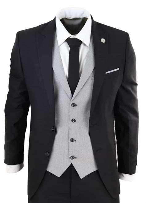 black suit grey waistcoat wedding.